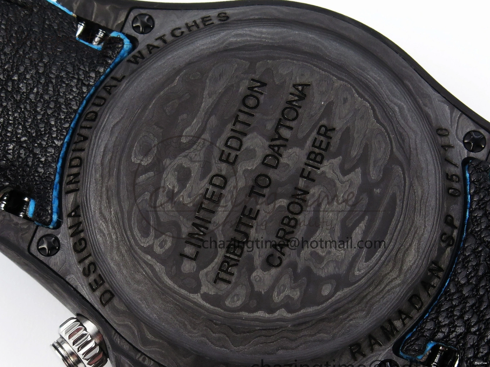 MiroTime 0319 Casual Daytona DIW Carbon Case and Bezel DIWF Edition White Blue Dial on Blue Nylon Strap A 1886